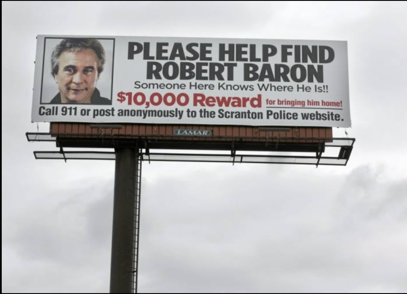 Robert Baron Missing Person Billboard